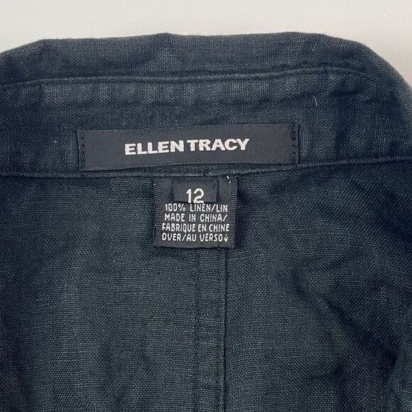 Vintage 100% Linen Lightweight Jacket 12 Black Old Money Preppy Nautical - Picture 3 of 11